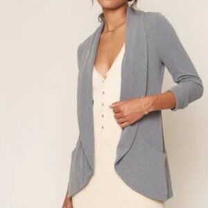 Frenchmauve Stone Grey Melanie Ribbed Knit Blazer Jacket XL Minimalist